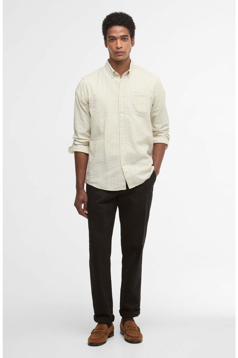 Cresswell Stripe Cotton Seersucker Button-Down Shirt, Alternate, color, SEA GREEN