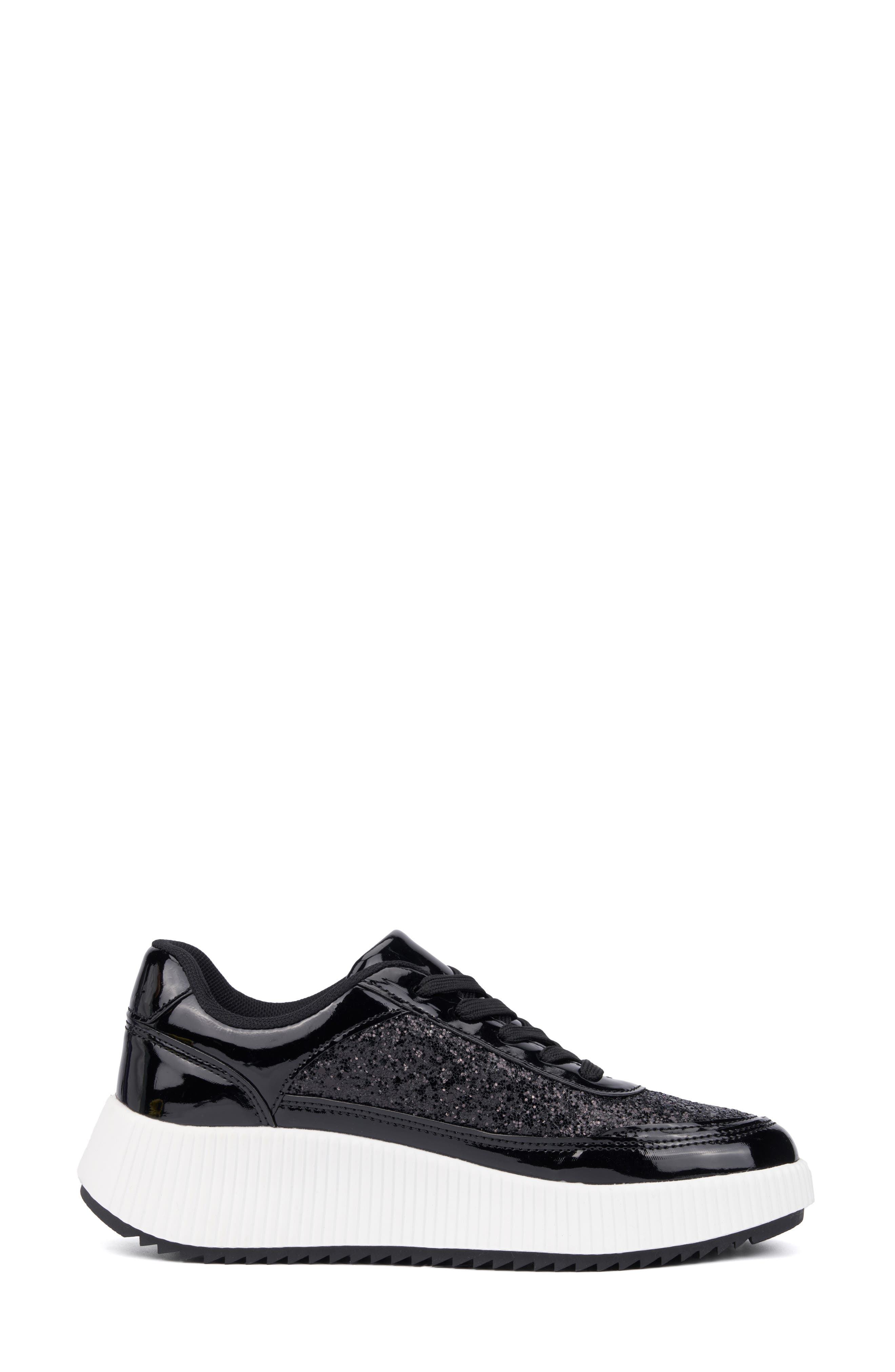NEW YORK AND COMPANY Tana Platform Sneaker, Alternate, color, Black Glitter