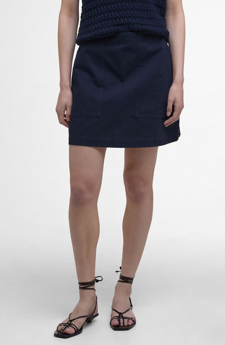 Barbour Cary Cotton Twill Miniskirt, Main, color, Navy