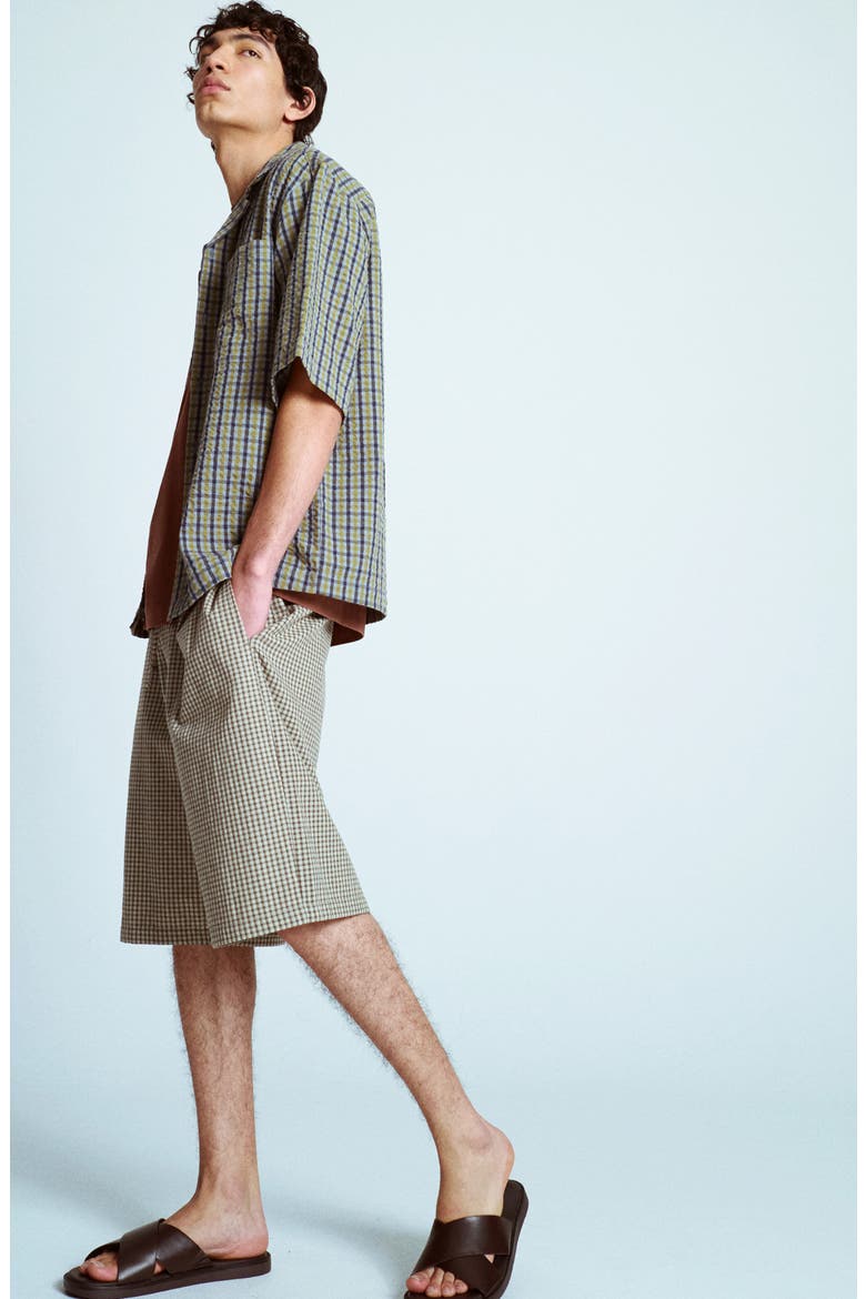 Plaid Cotton Seersucker Button-Up Shirt, Alternate, color, GREEN MULTI