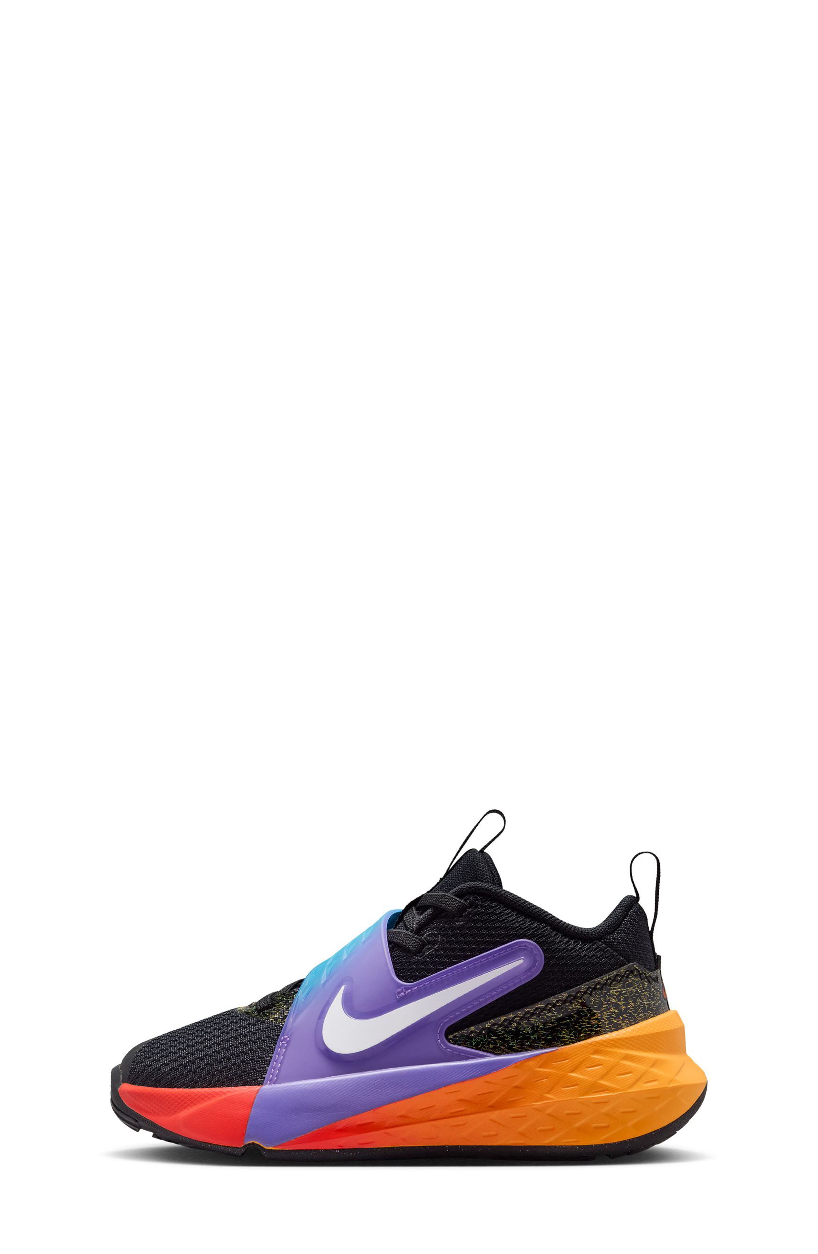 Kids' Team Hustle D 12 Basketball Shoe, Alternate, color, BLACK/ WHITE/ ORANGE/ GRAPE