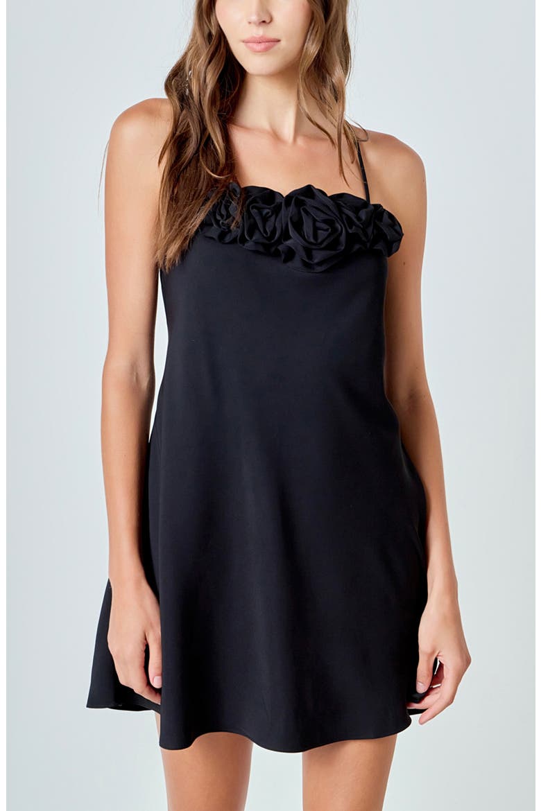 Rosette Minidress, Alternate, color, BLACK