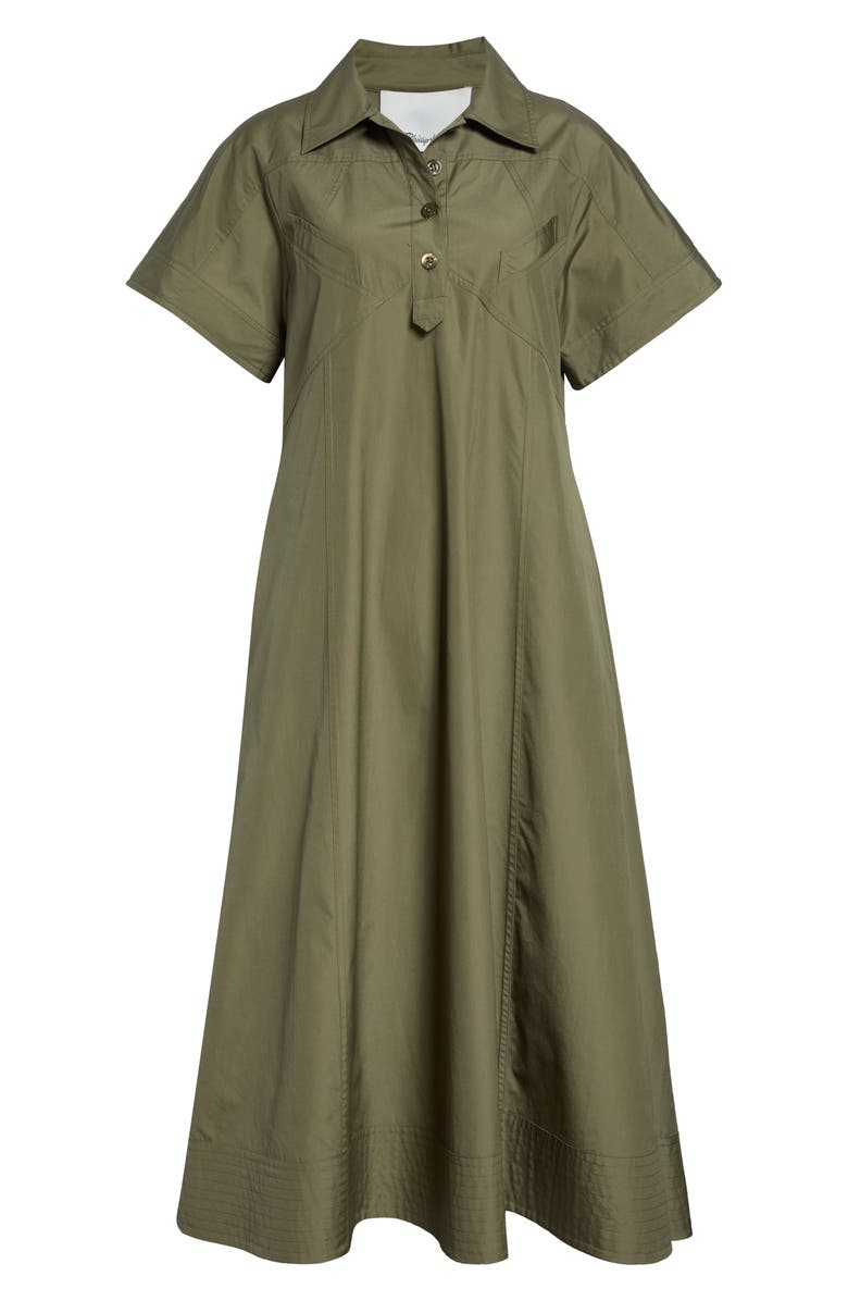 3.1 Phillip Lim Trapeze Cotton Poplin Shirtdress, Alternate, color, Burnt Olive