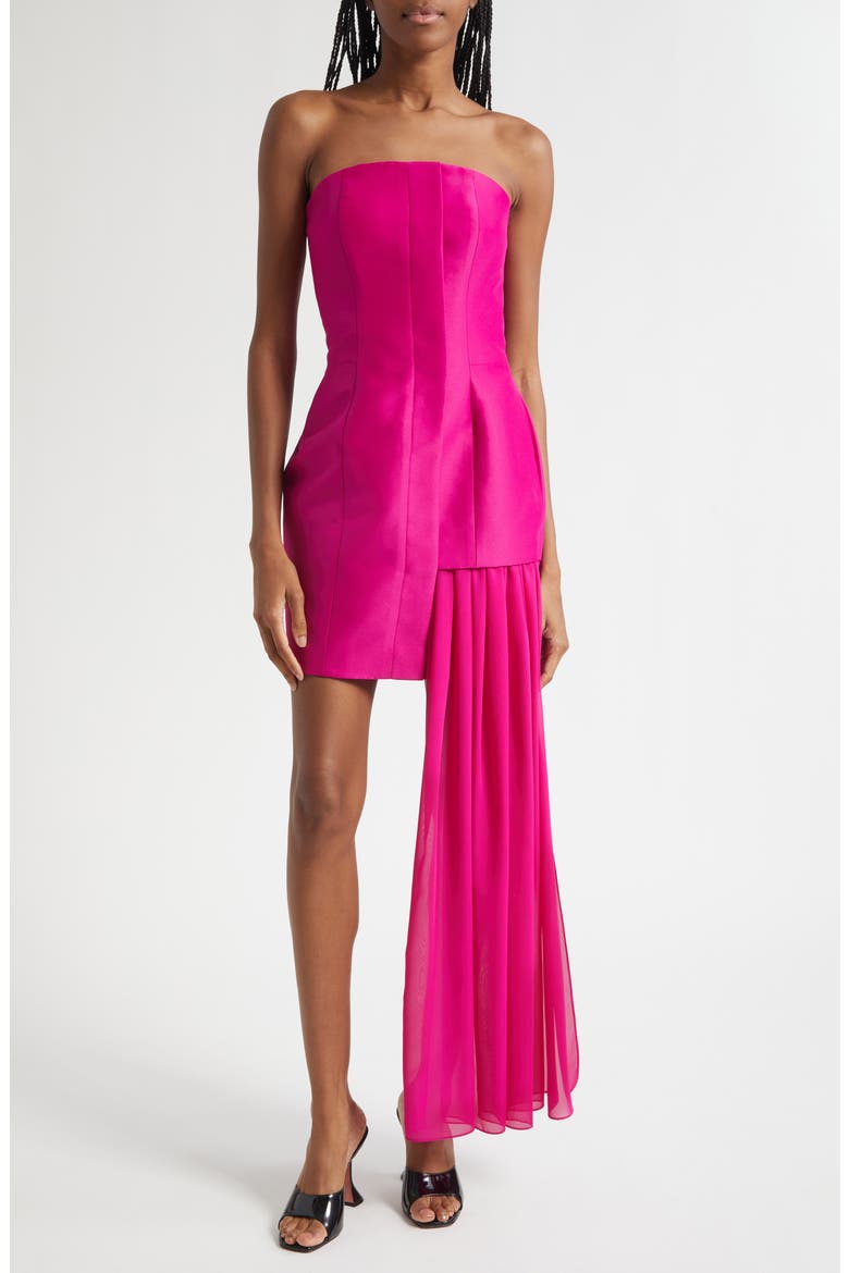Siti Drape Strapless Cocktail Dress, Main, color, FUSCHIA
