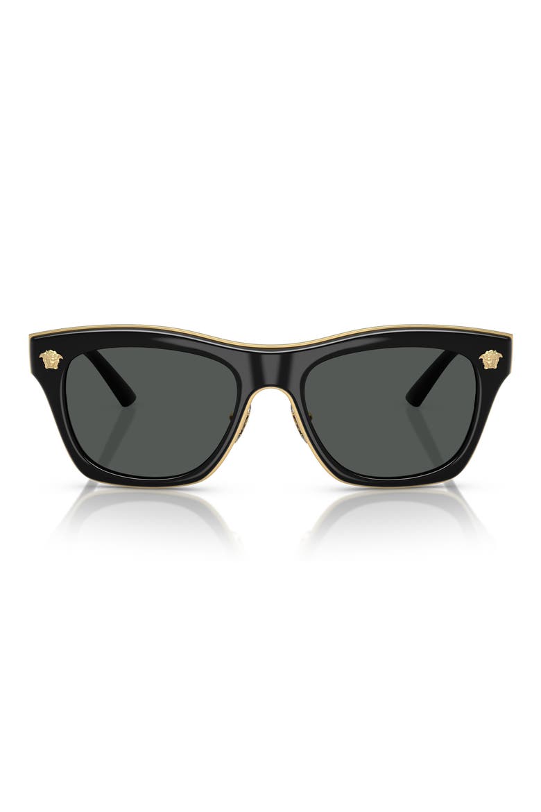 53mm Rectangular Sunglasses, Main, color, BLACK