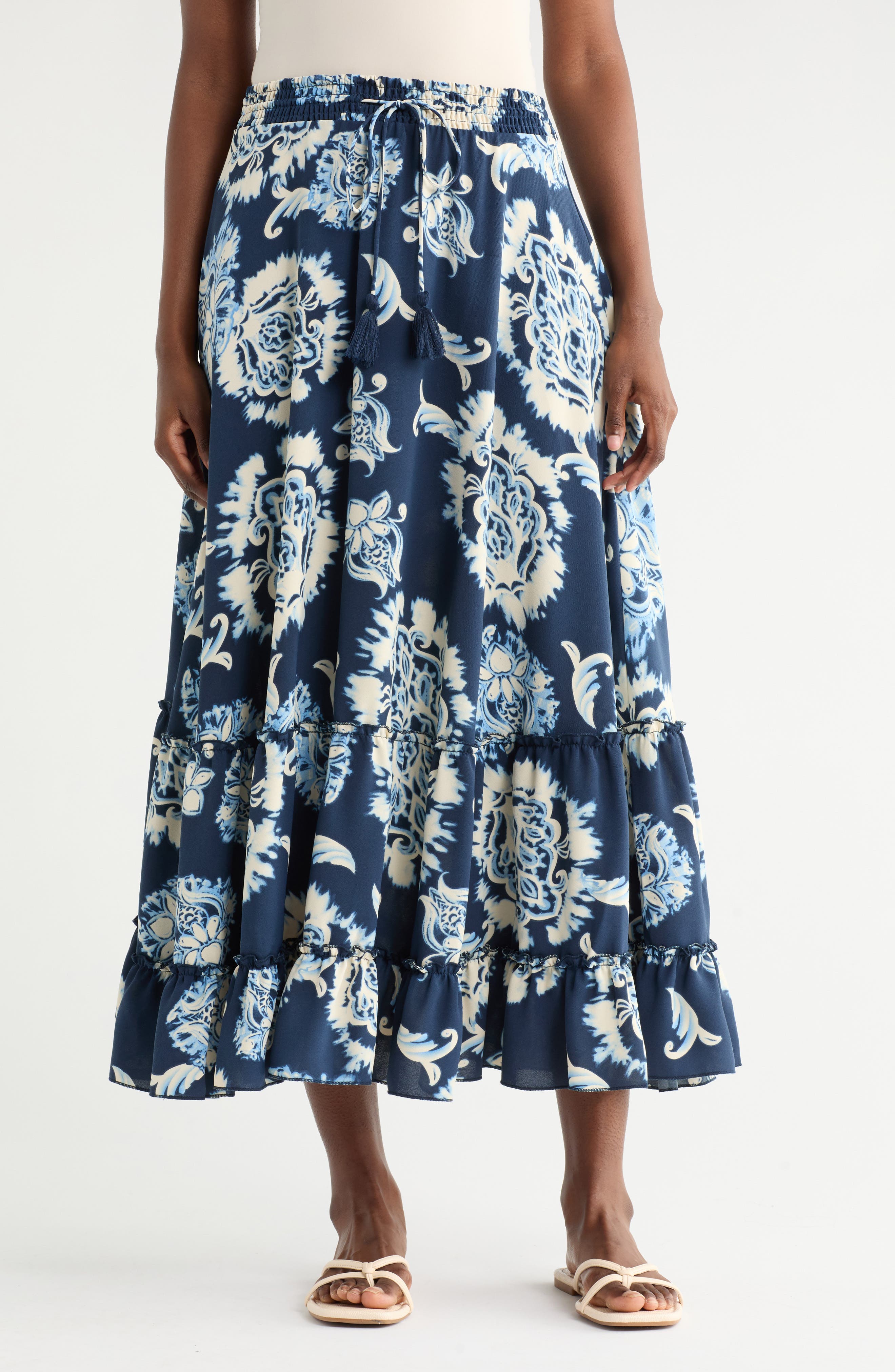 T Tahari Print Maxi Skirt