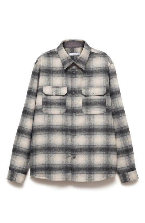 Mango Men's Pockets Detail Plaid Wool Overshirt In Grey