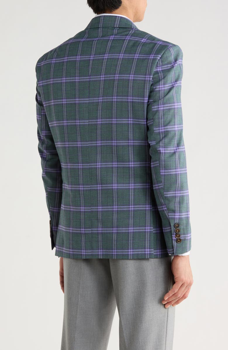 Gino Vitale Slim Fit Plaid Blazer, Alternate, color, Green