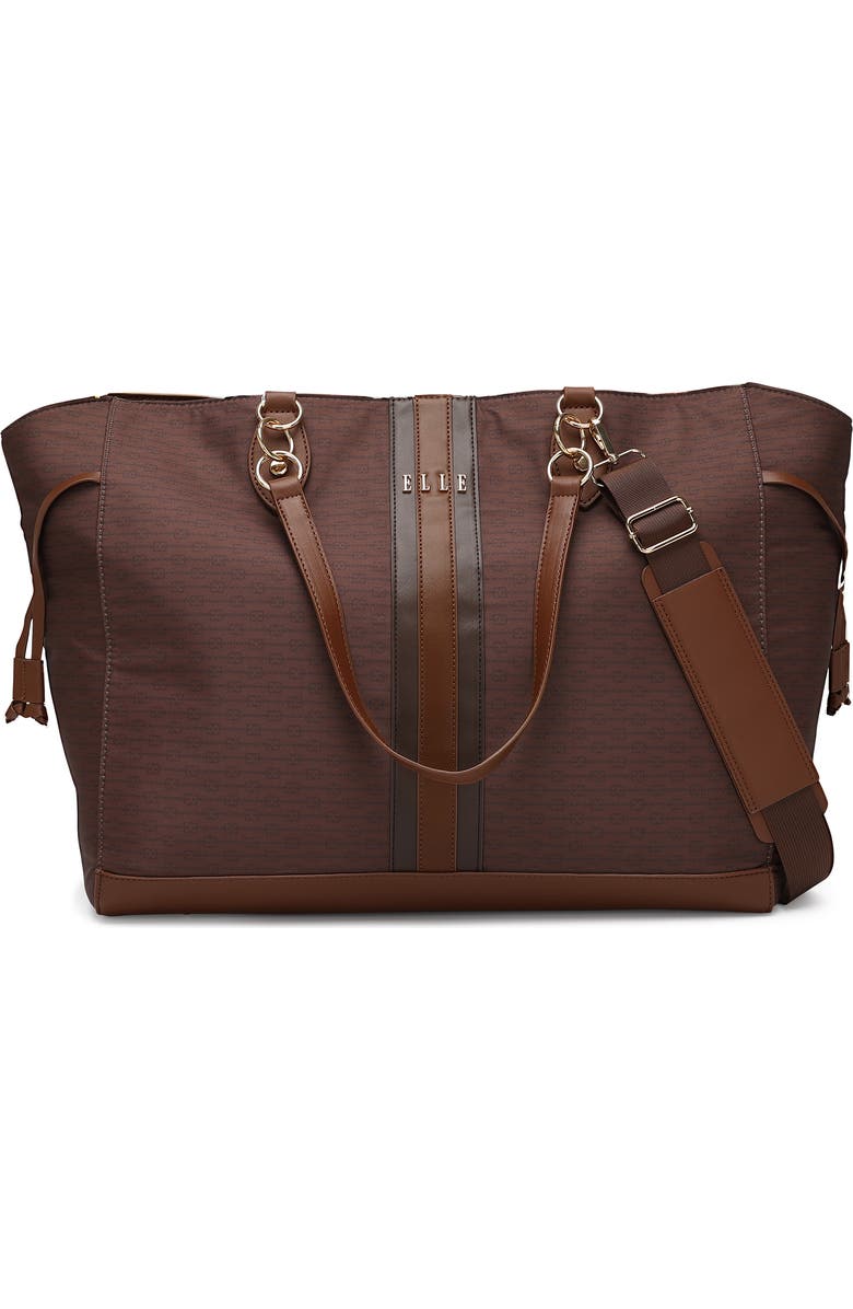 ELLE Eleganza 32L Monogram Weekender Duffel Bag, Main, color, Brown