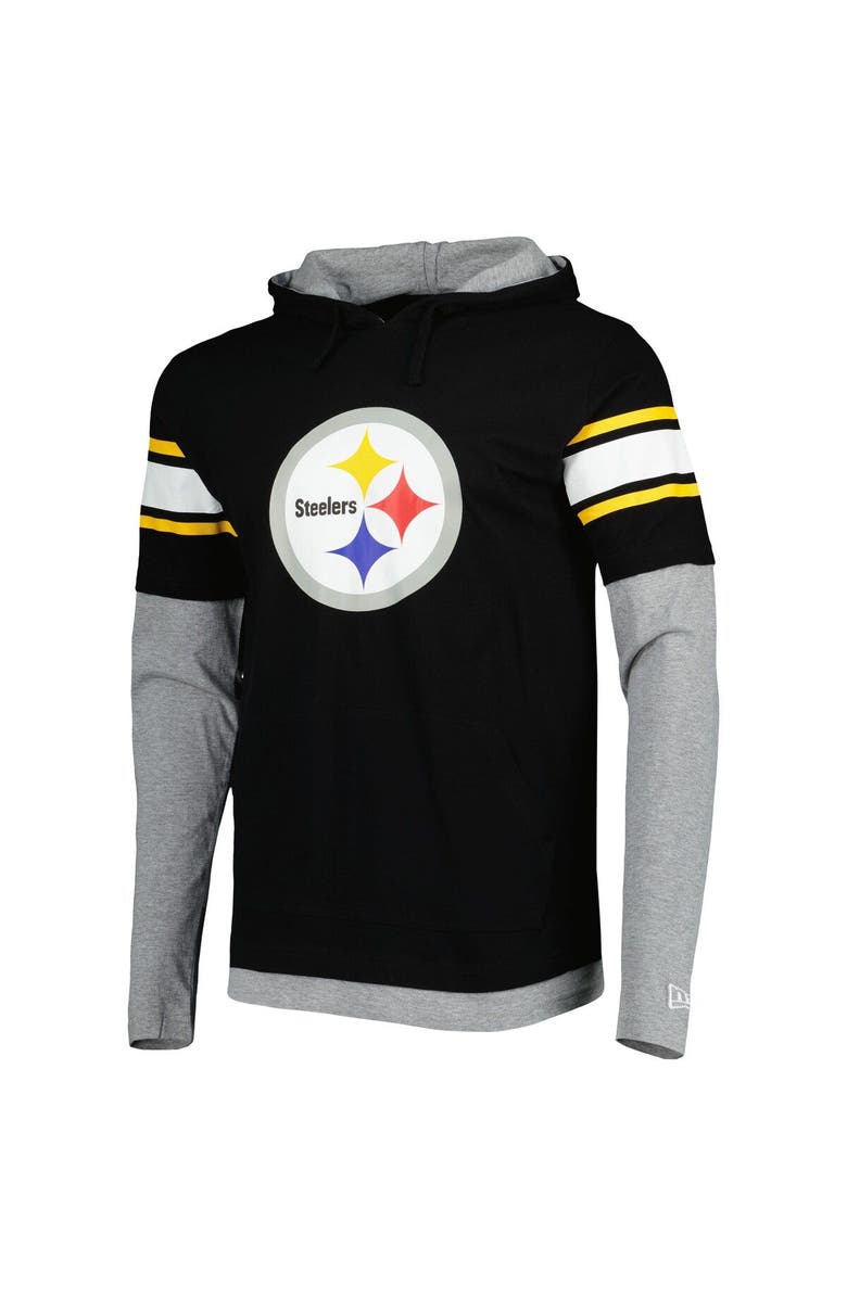 New Era Men's New Era Black Pittsburgh Steelers Long Sleeve Hoodie T-Shirt, Alternate, color,