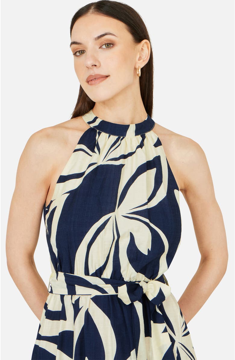 Yumi Geo Swirl Print Halter  Maxi Dress, Alternate, color, Navy