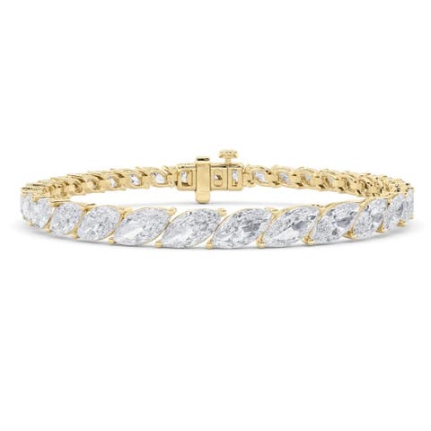 13Ct Marquise Diamond Tennis Bracelet 14k Gold Lab Grown 7"