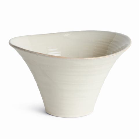 Cotes Pot Large - White Stoneware Planter w/ Drain Hole