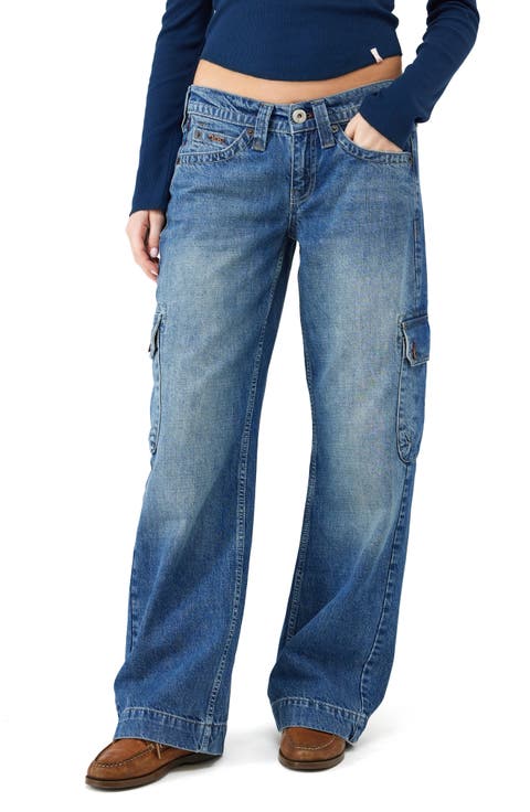 Kayla Low Rise Wide Leg Cargo Jeans (Mid Vintage)