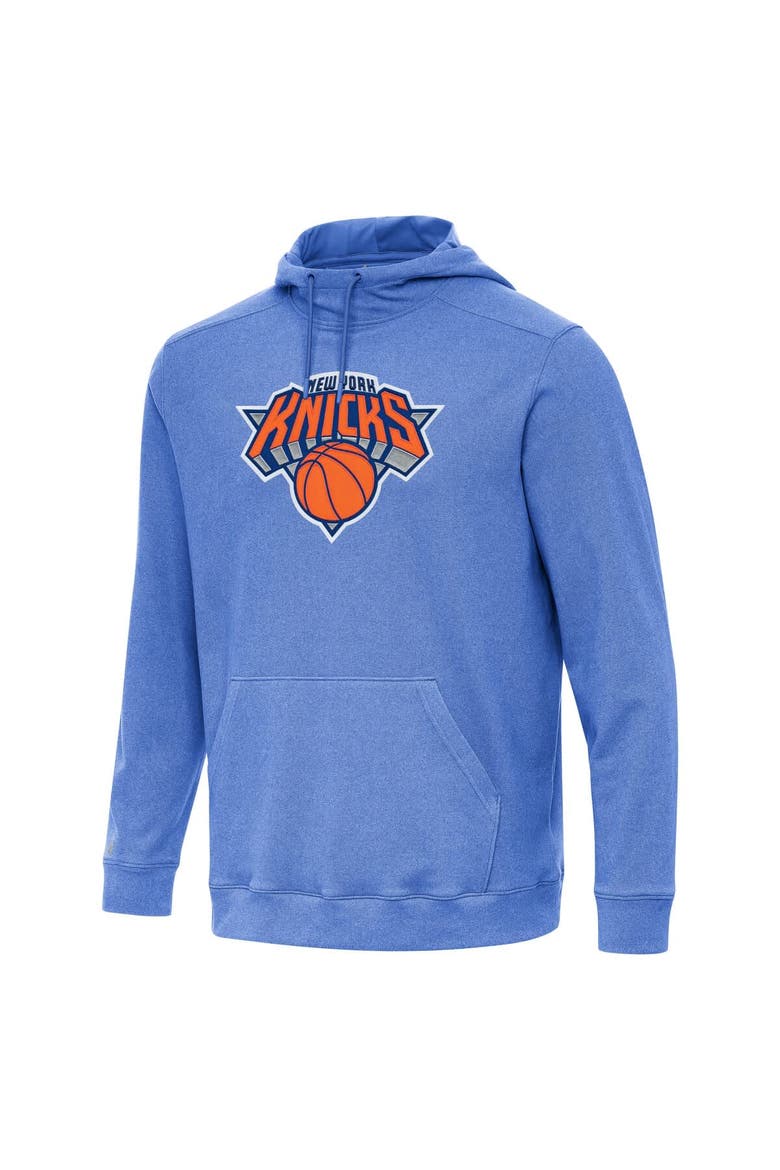 Men's Antigua Heather Blue New York Knicks Cloud Pullover Hoodie, Main, color, Heather Blue