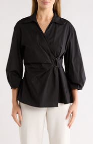 Gemma + Jane Draped D-Ring Faux Wrap Top