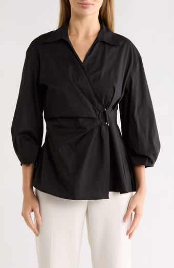 Gemma + Jane Draped D-Ring Faux Wrap Top