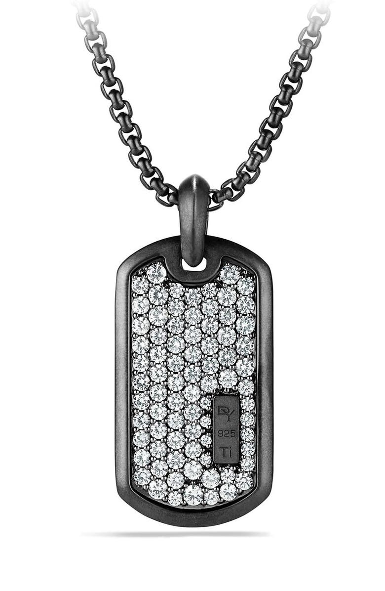 David Yurman Black Titanium Pavé Tag, Main, color, 