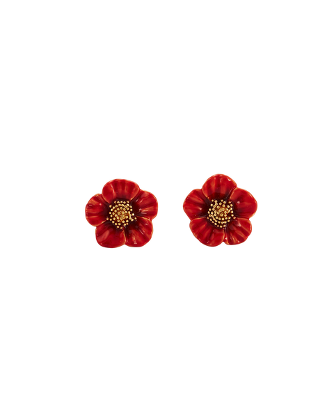 Red Blossom Stud Earrings