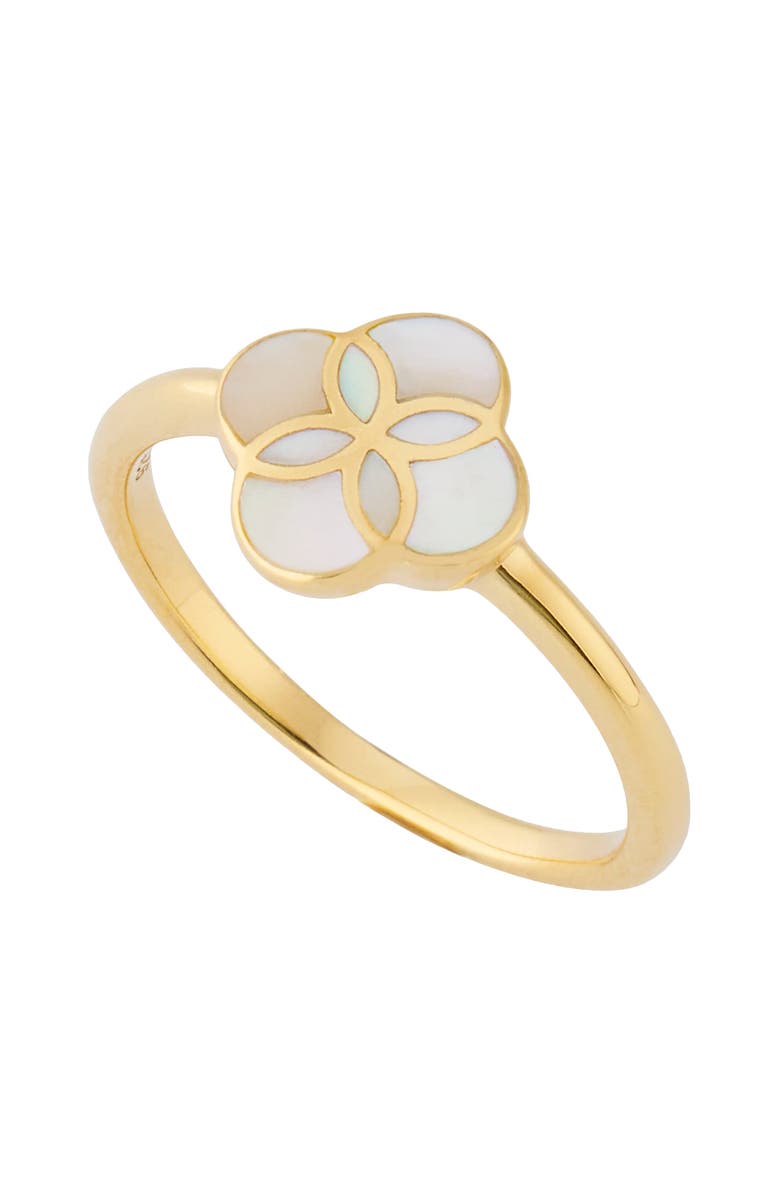 Jan Leslie Sterling With 18K Gold Overlay And Gemstones Single Petal Ring, Alternate, color, White