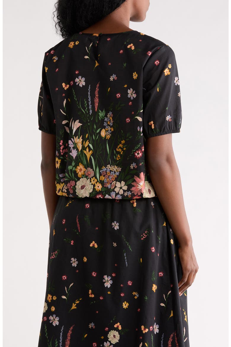 Floral Bubble Hem Top, Alternate, color, BLACK FLORAL