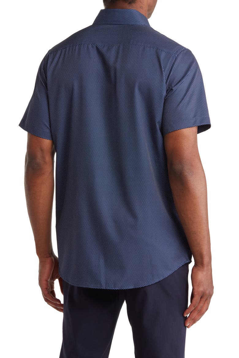 Slim Fit Performance Short Sleeve Button-Up Shirt, Alternate, color, NAVY