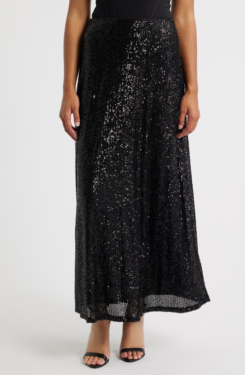 Anne Klein Pull-On Sequin Maxi Skirt, Main, color,