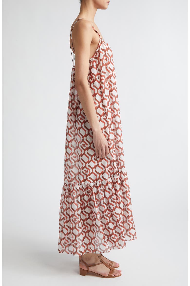 Beachwear Logo Print Cotton & Silk Maxi Sundress, Alternate, color, WHITE