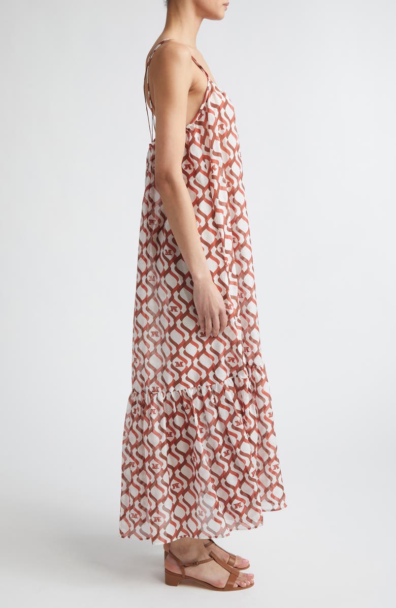 Max Mara Logo Print Cotton & Silk Maxi Sundress, Alternate, color, White