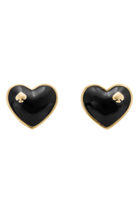 heart spade stud earrings