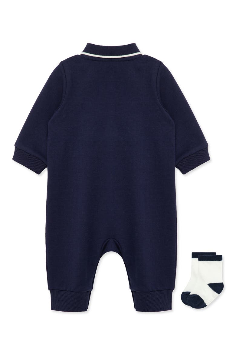 Cars Embroidered Romper & Socks Set, Alternate, color, BLUE