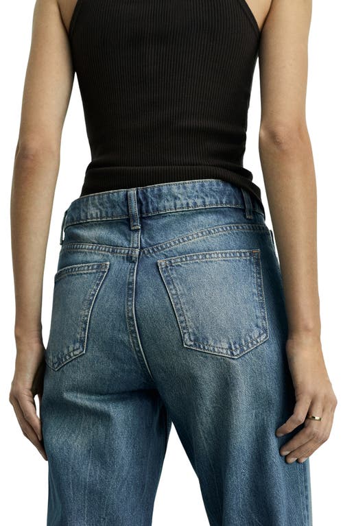 Mango Mom2000 High Waist Straight Leg Jeans In Dark Vintage Blue