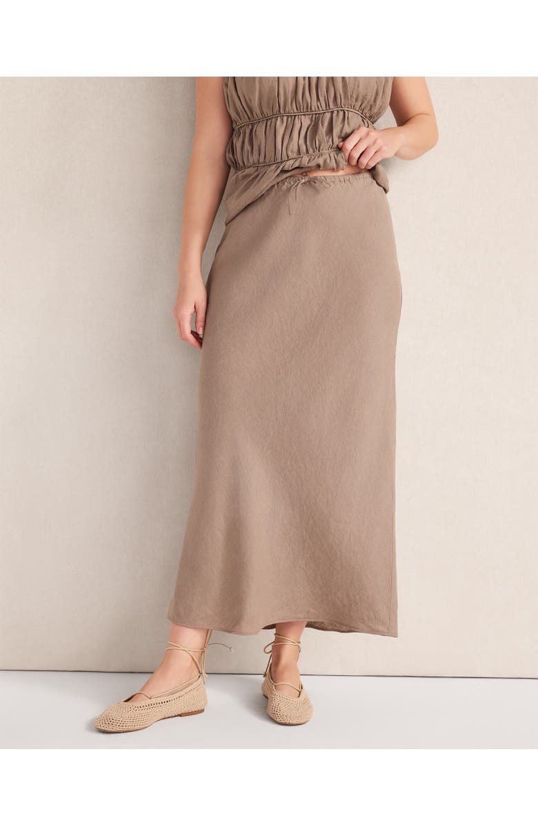 Haven Well Within Linen Bias Cut Midi Skirt, Main, color, Sugar Chestnut