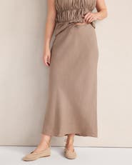 Haven Well Within Linen Bias Cut Midi Skirt