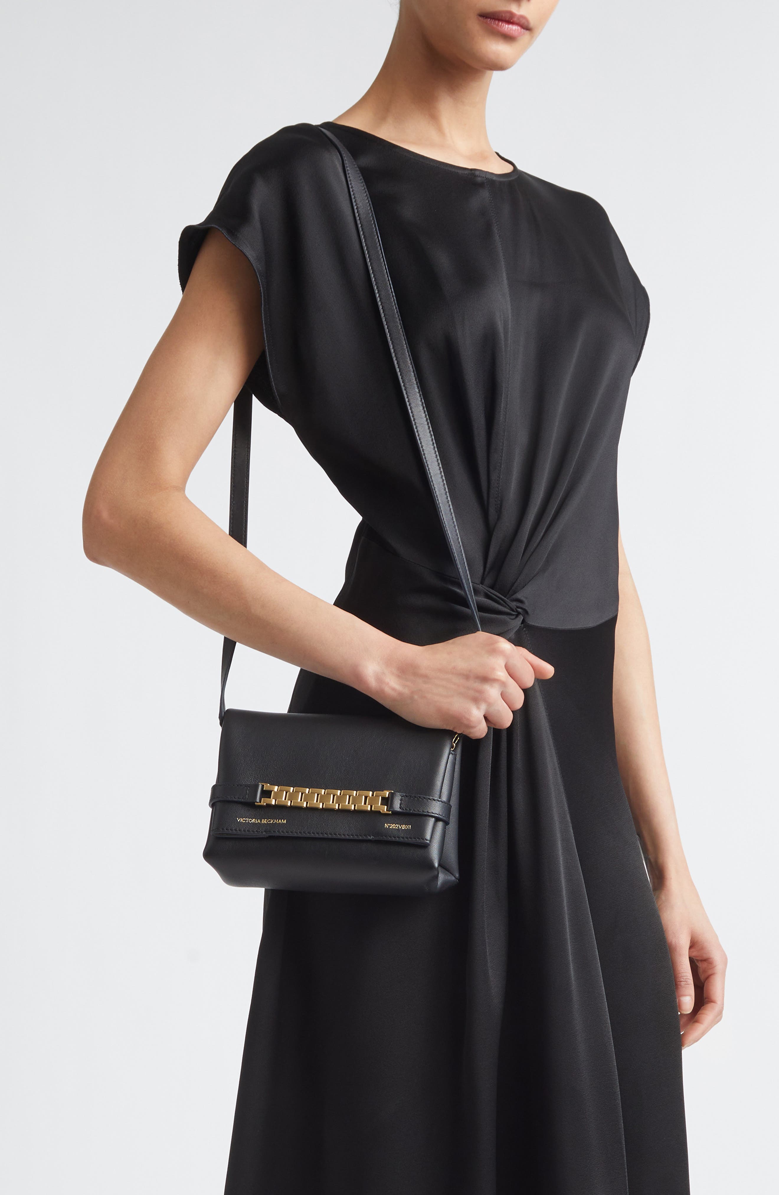 Victoria Beckham Mini Chain Pouch Clutch, Alternate, color, Black