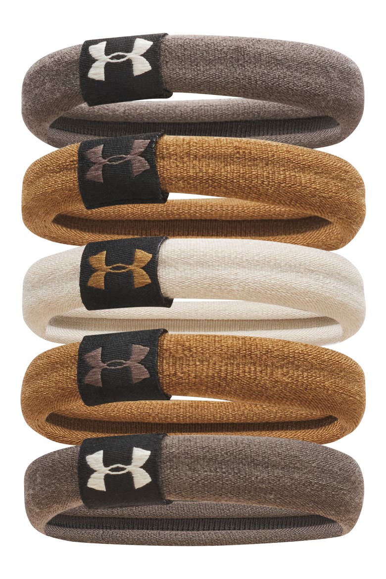 5-Pack Assorted Performance Hair Ties, Main, color, PEPPERCORN/KHAKI BASE