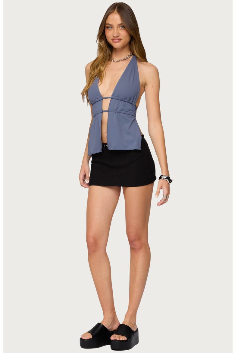 Nikole Split Front Halter To, Alternate, color, BLUE