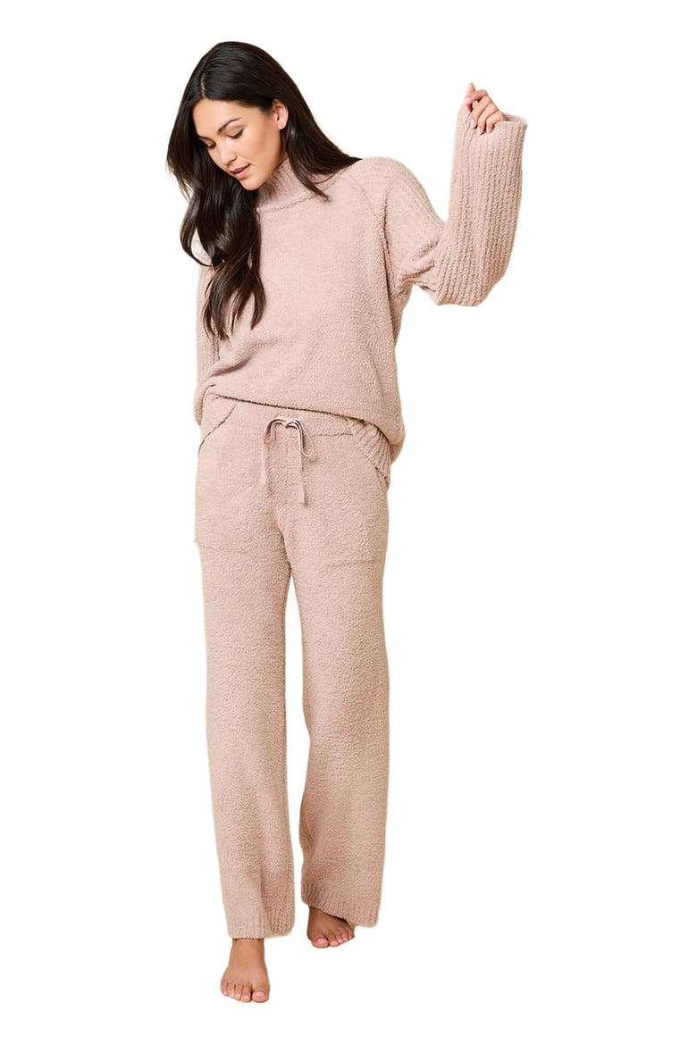 Solid Marshmallow Rib Mock Neck with Long Pant, Alternate, color, Coco