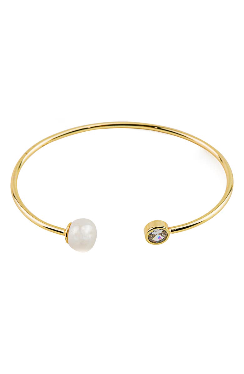 Panacea Crystal & Freshwater Pearl Wire Cuff Bracelet, Main, color,