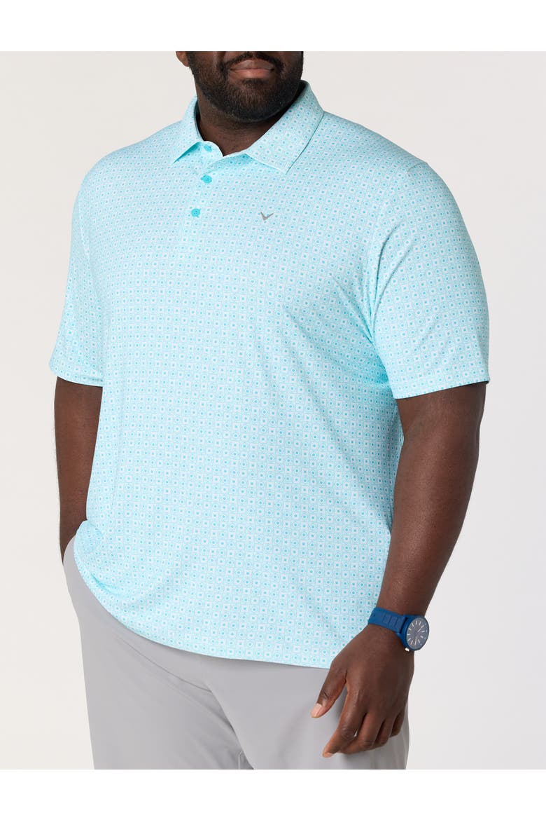 Big & Tall Foulard Print Golf Polo Shirt, Main, color, BLUE CURACAO