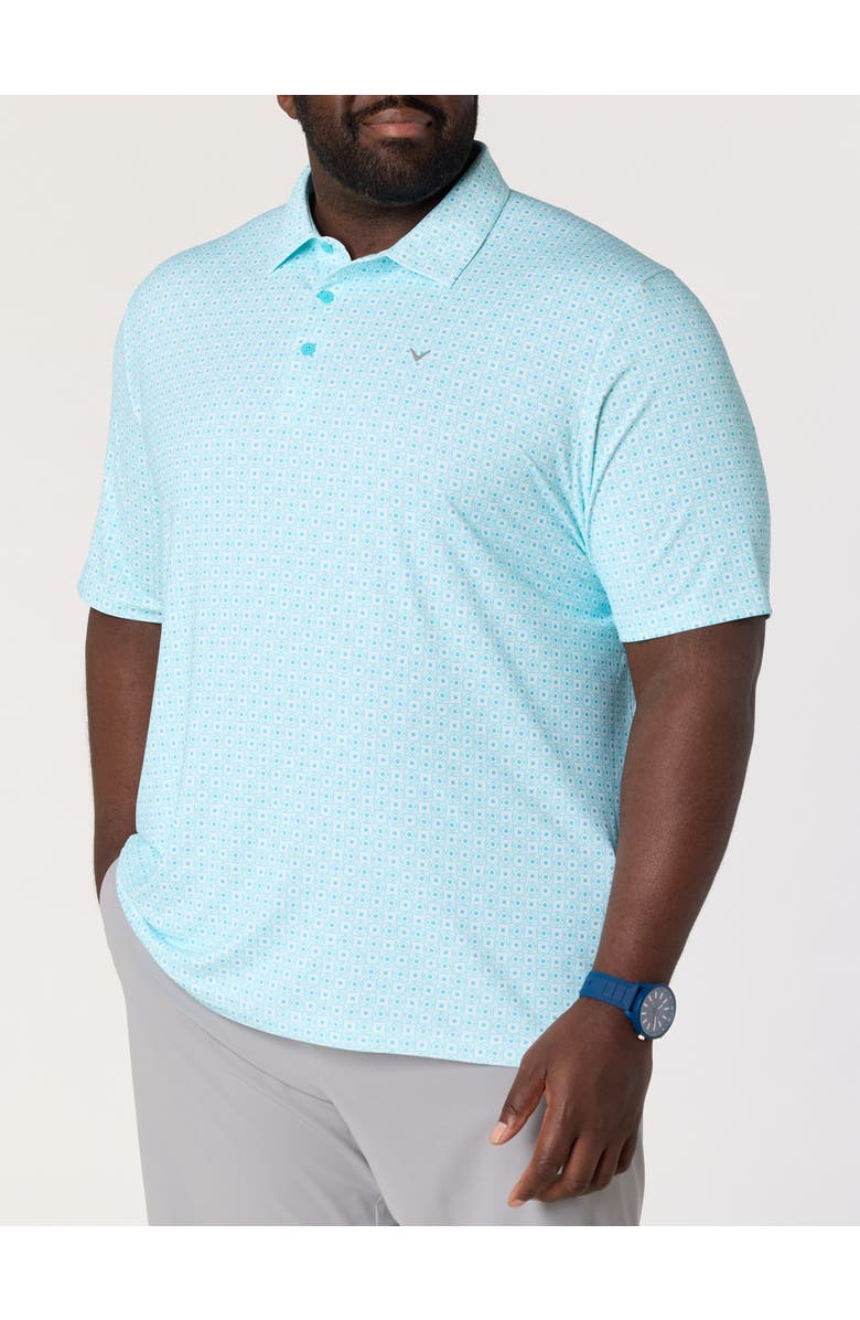 Callaway Big & Tall Foulard Print Golf Polo Shirt, Main, color, Blue Curacao