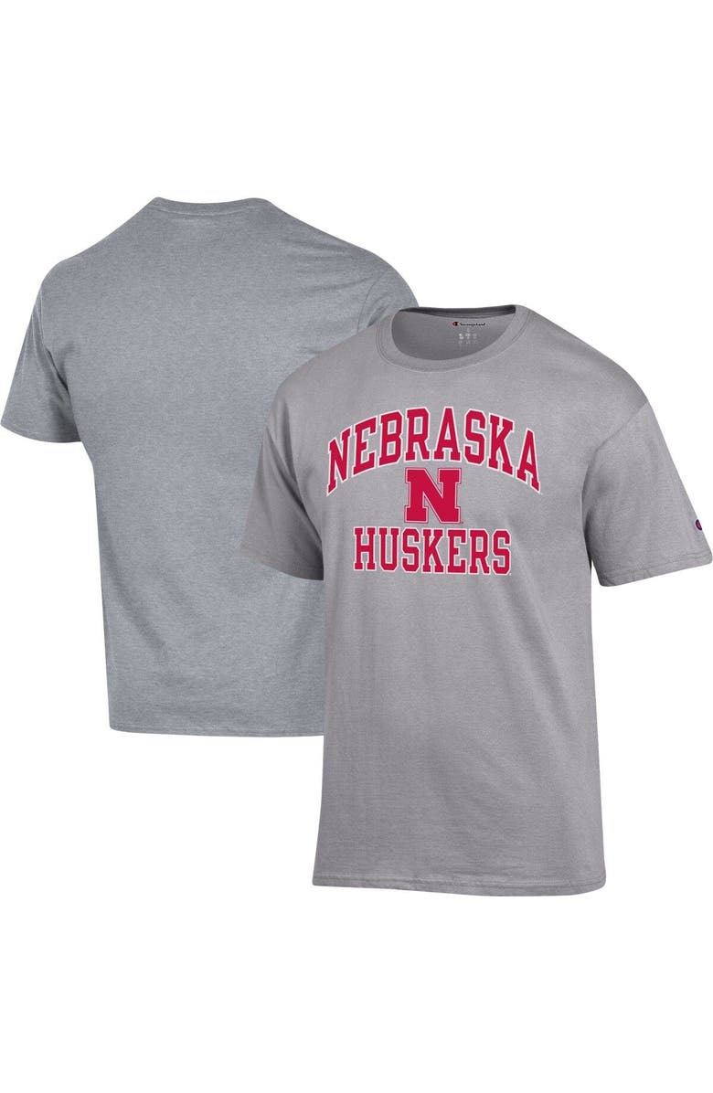Champion Men's Champion Heather Gray Nebraska Huskers High Motor T-Shirt, Main, color, 