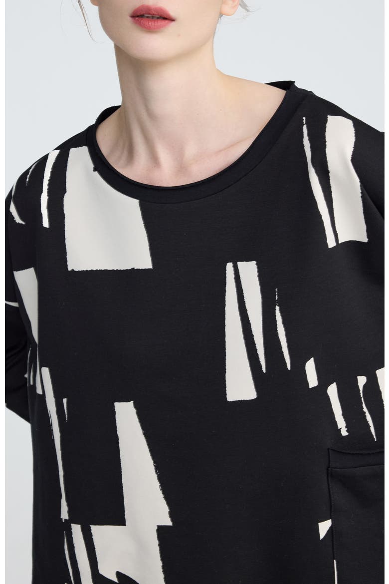 Nerina Cropped Graphic Blouse, Alternate, color, Ivory Black