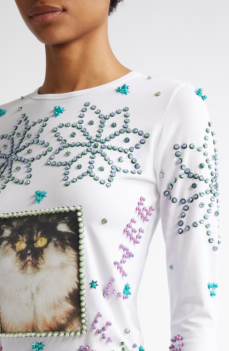 Chopova Lowena Kitty Beaded Jersey Top, Alternate, color,