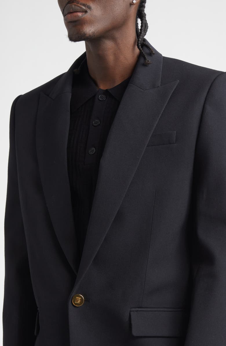 Balmain Pinstripe Wool Tuxedo Jacket, Alternate, color, 0Pa Black