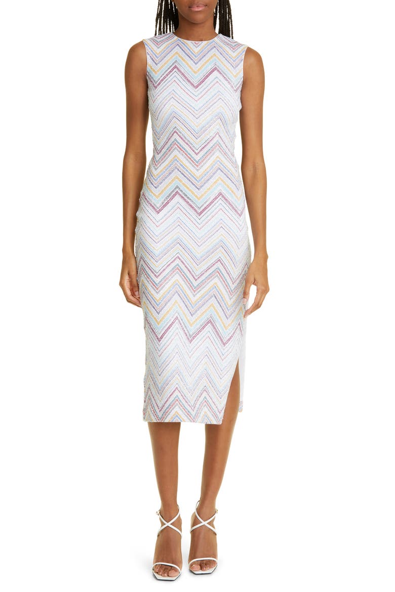 Sequin Zigzag Sweater Dress, Main, color, WHITE MULTI