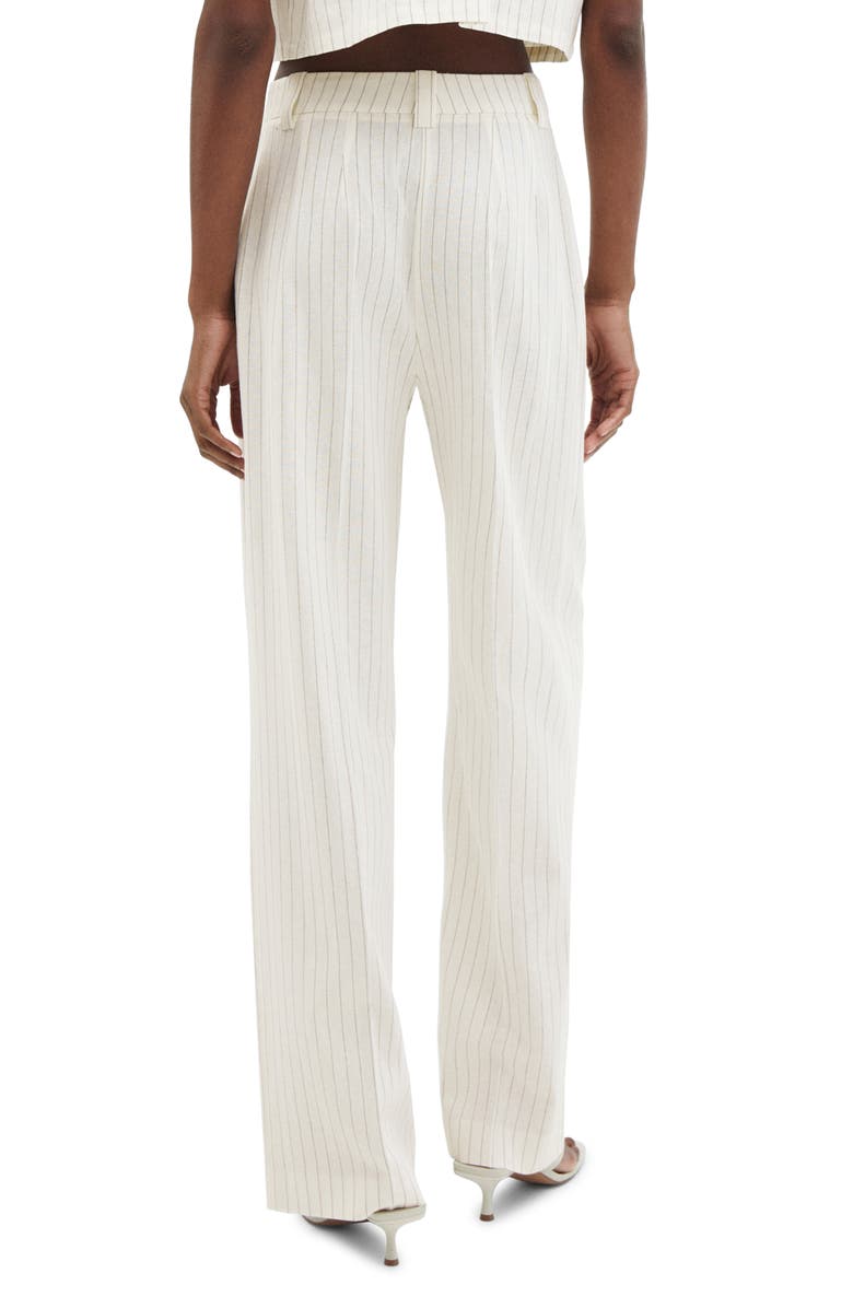 MANGO Pleated Linen Wide Leg Pants, Alternate, color, 