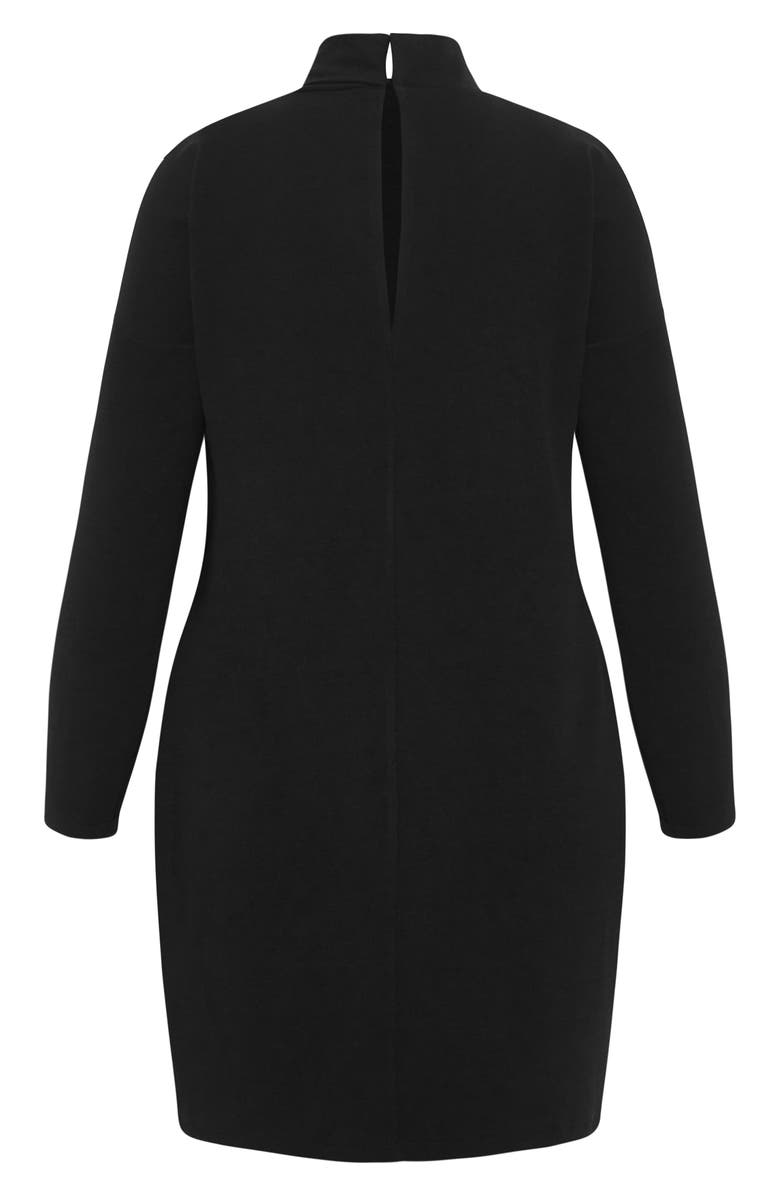 City Chic Swirl Long Sleeve Minidress, Alternate, color, Black