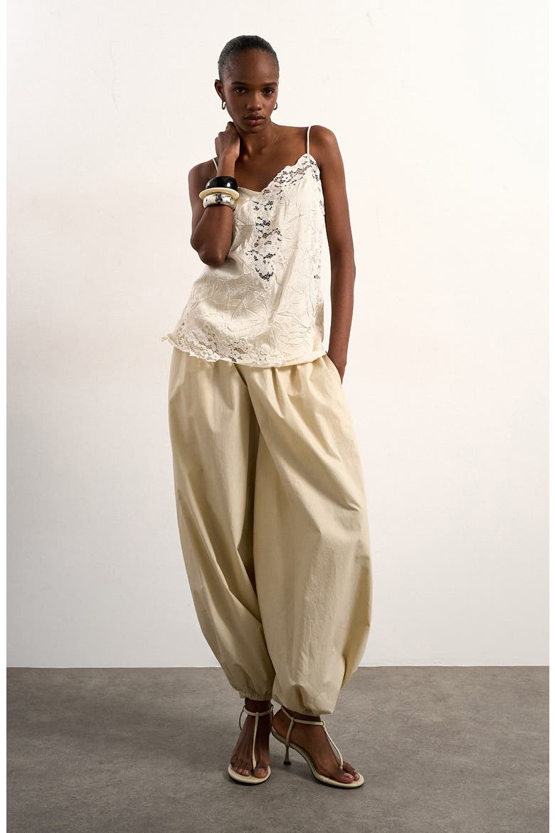 Crinkle Satin & Lace Camisole, Alternate, color, IVORY