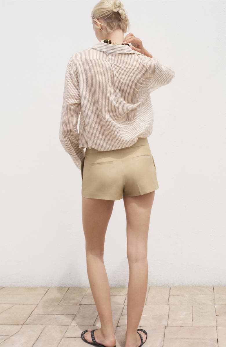 MANGO Stripe Sheer Long-Sleeve Button-Up Shirt, Alternate, color, Brown